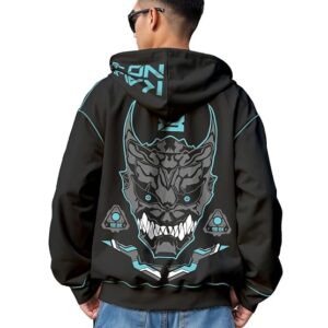 Men's Cotton Printed Full Sleeve Oversized Hoodie - Black