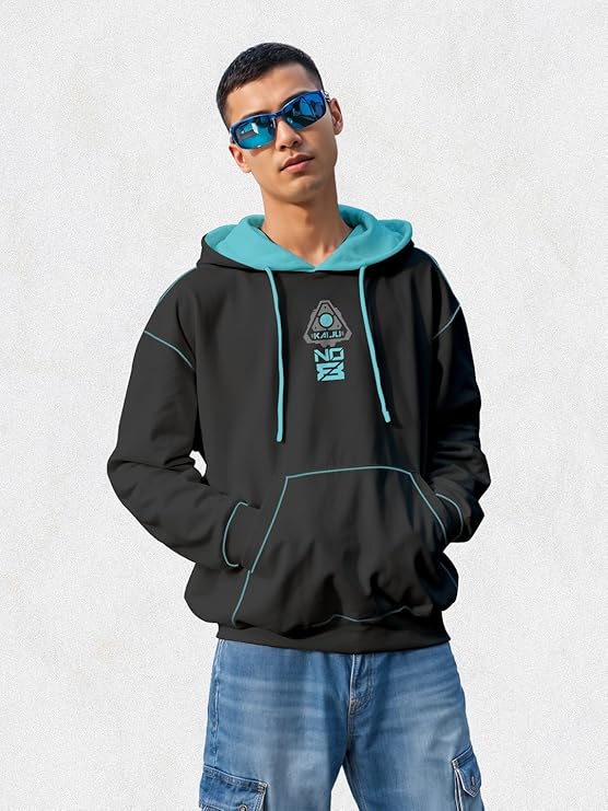 Men's Cotton Printed Full Sleeve Oversized Hoodie - Black - Image 6